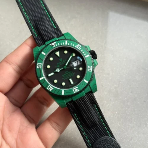 Submariner DIW Green Carbon VSF 1:1 Best Edition Black Dial on Black Nylon Strap VS3135